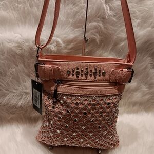 PINK RHINESTONE CROSSYBODY SLING